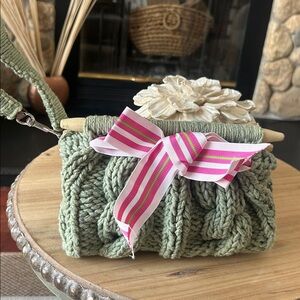 Margaret Nicole New York Hand Knit Handbag Sage Green